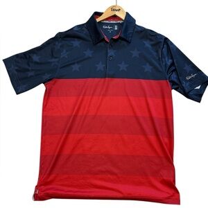Men's Patriotic Polo Red & Blue Polo. Walter Hagen. Size M. 92% poly 8% spandex